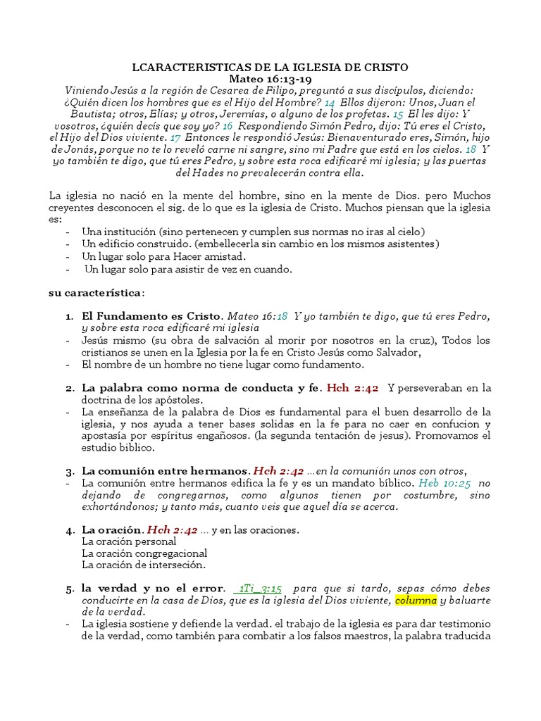 Caracteristicas de La Iglesia de Cristo | PDF | Jesús | Iglesia cristiana