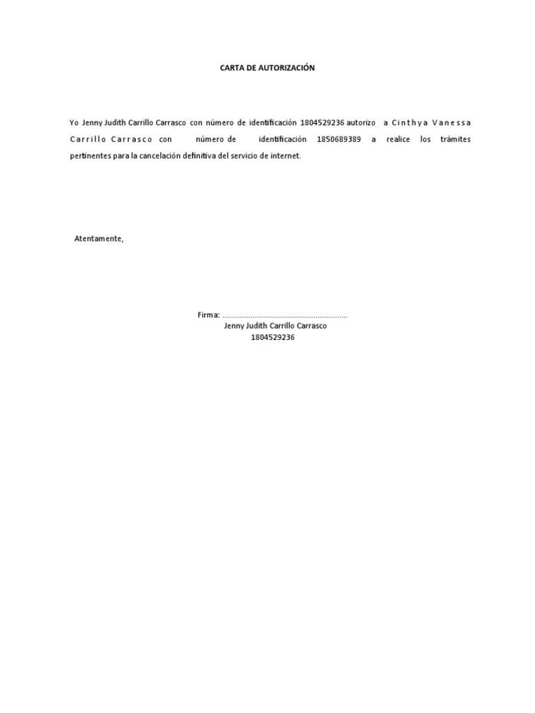 Carta de Autorización Terceros | PDF