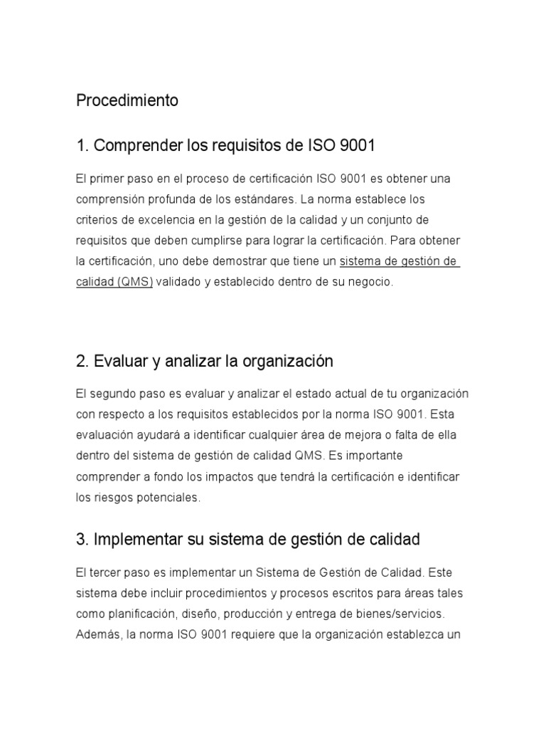 Iso 9001 | PDF | Calidad (comercial) | Sistema de manejo de calidad
