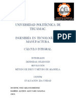 Universidad Politécnica de Tecámac.: Ingeniería en Tecnologías de Manufactura. Cálculo Integral