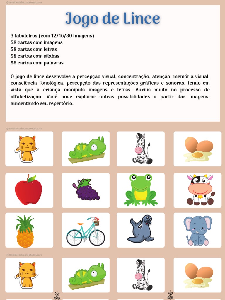 Jogo Lince: Atividades para Imprimir | PDF