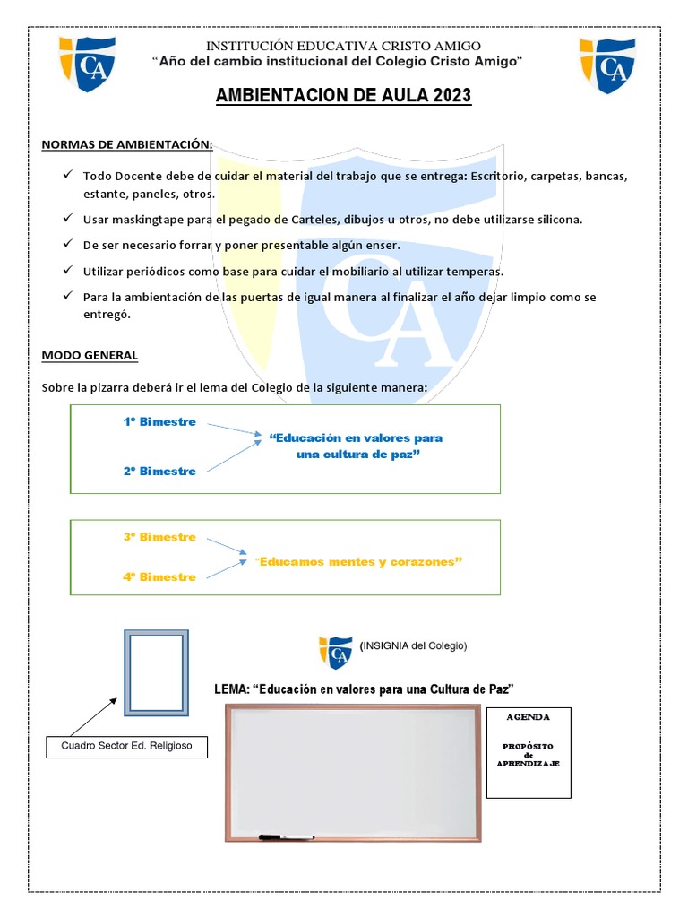 AMBIENTACIÓN Del Aula 2023 | PDF | Salón de clases | Educación primaria