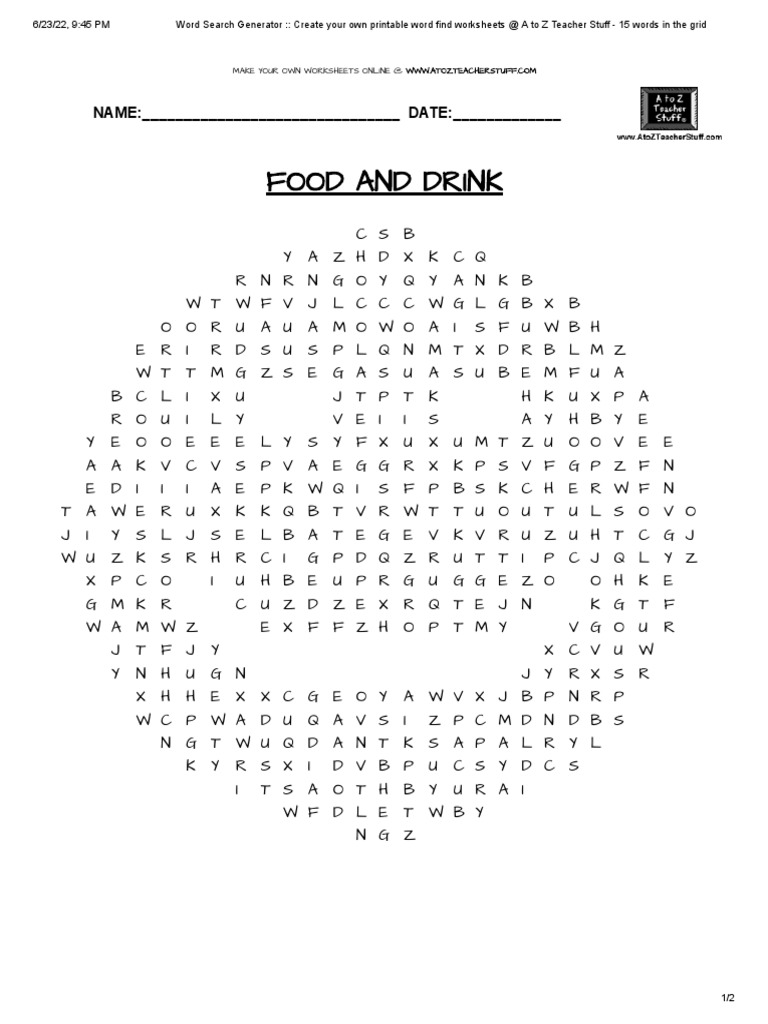 Word Search Generator PDF Word Puzzles