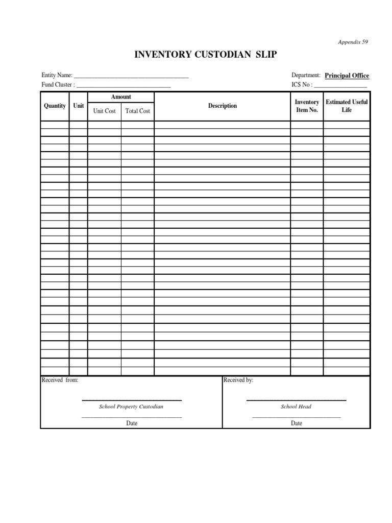 Inventory Custodian Slip Appendix59 PDF Personal Computers