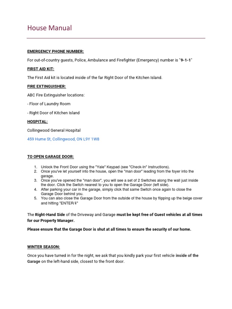 House Manual Download Free PDF Garage (Residential) Home