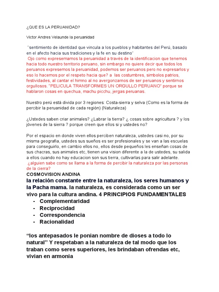 ¿Que Es La Peruanidad PDF