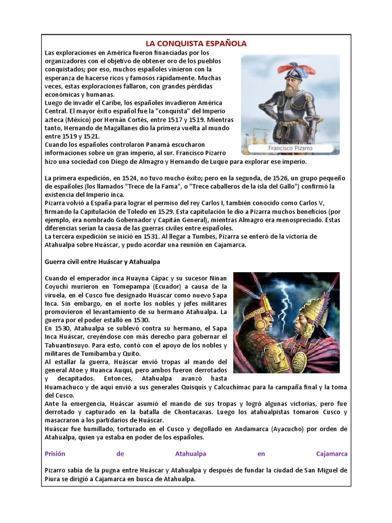 Conquista de Los Incas - Lectura Resumida | PDF | Francisco Pizarro ...