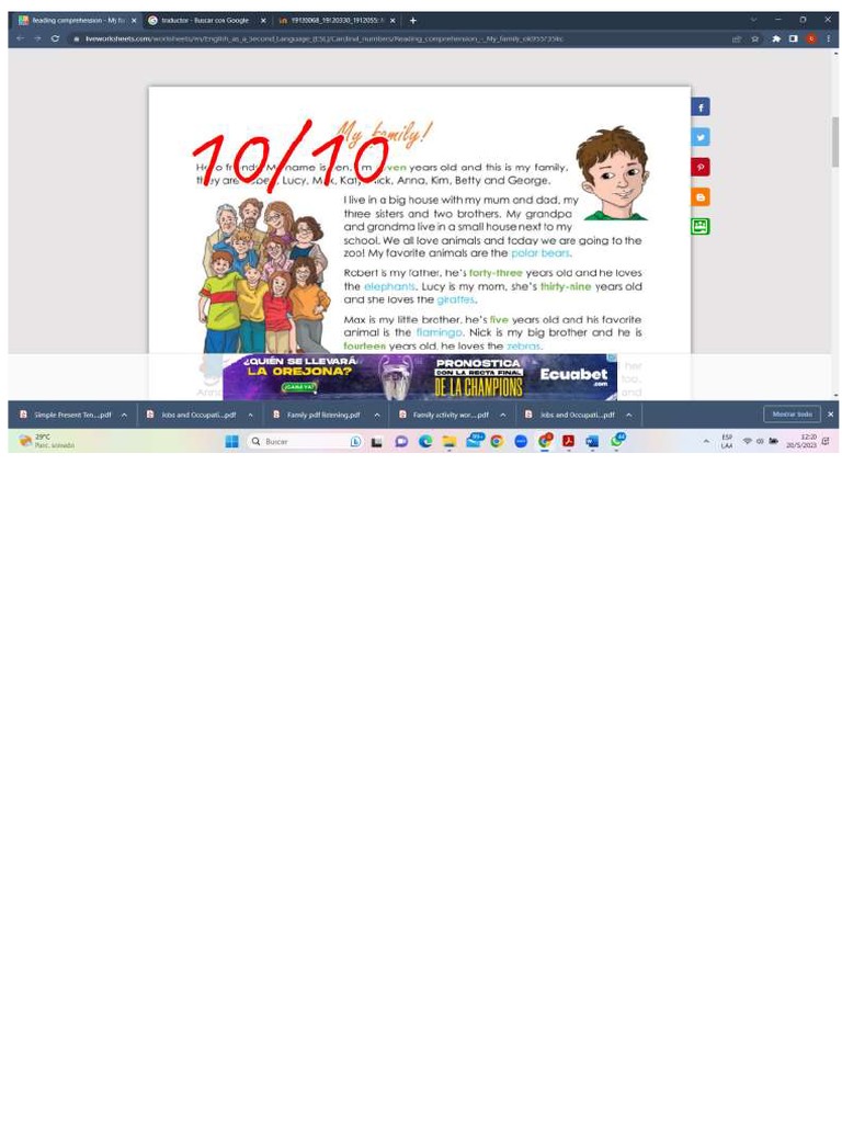 Homework My Family Ben | PDF