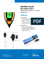 Medidor de PH de Suelo 4 en 1, Medidor de Humedad, PH, Luz Solar y Temperatura, TPH01803