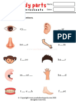 Body Parts Worksheets Fill in The Missing Letters