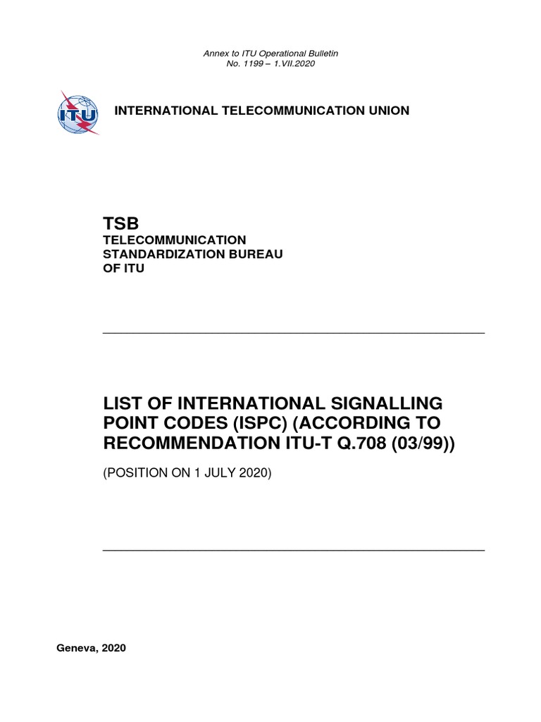 International Signalling Point Codes List | PDF | Itu T | Communication