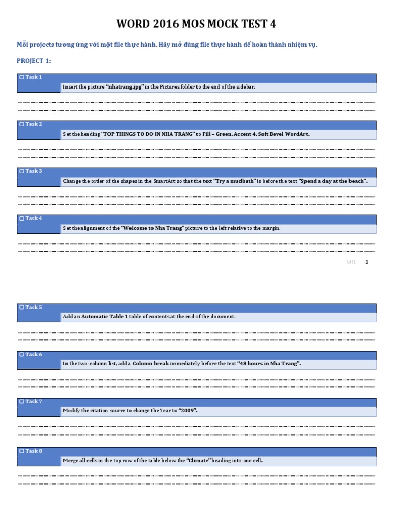 Word 2016 Mock Test Tasks | PDF | Personal Computers | Central ...