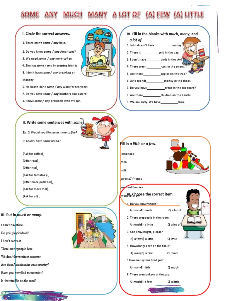 I Circle The Correct Answers IV Fill in The Blanks With Much Many I Circle The Correct Answers IV Fill in The Blanks With Much Many