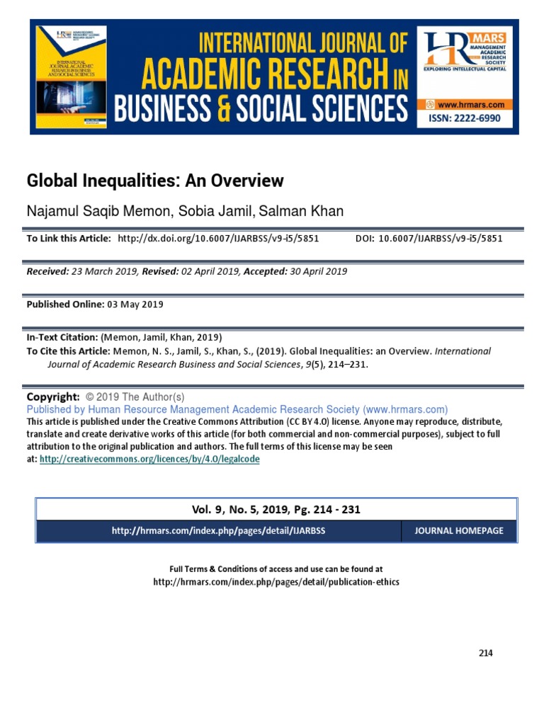 Global Inequalities An Overview Pdf Economic Inequality