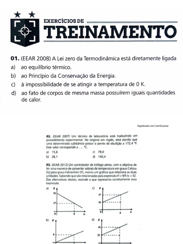 1 - F2 - Exercícios - Temperatura - e - Calor | PDF