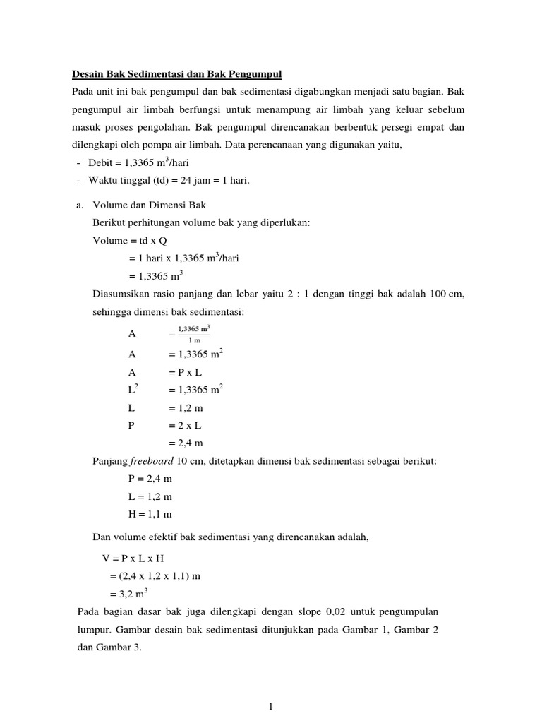 Kuliah Ke 11 - Perhitungan Desain Bak Sedimentasi Dan Bak Pengumpul | PDF