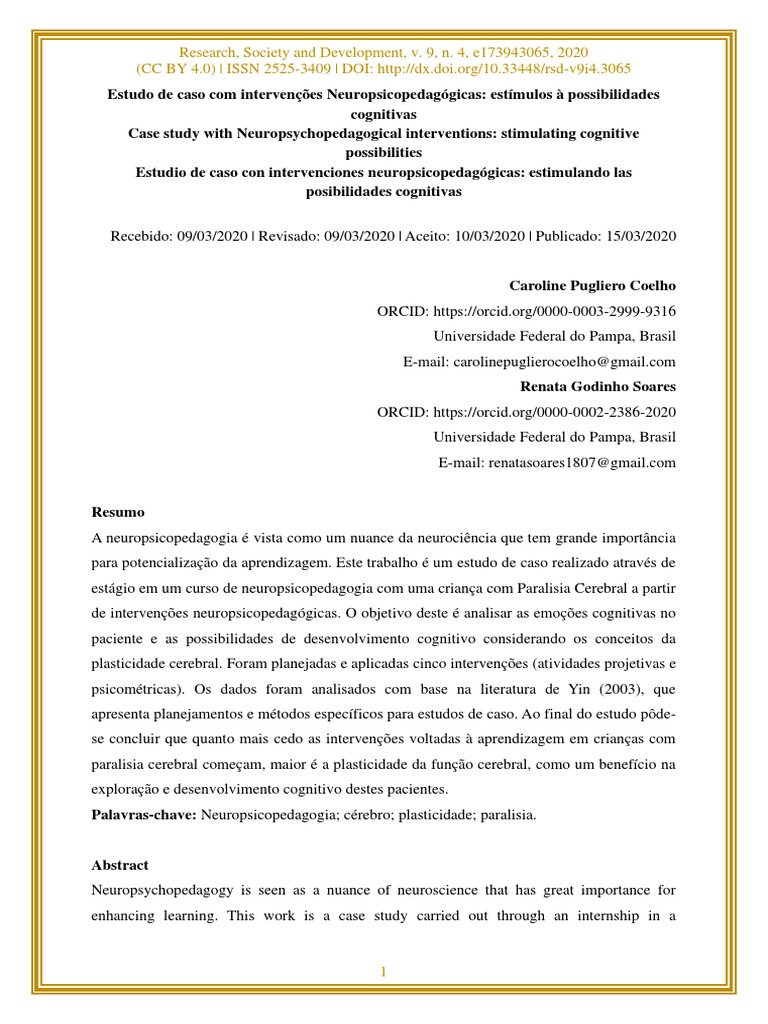 Intervenções Neuropsicopedagógicas em Crianças | PDF | Paralisia ...
