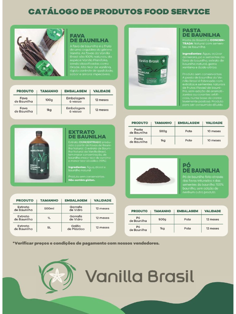 Catálogo Food Service - Vanilla Brasil | PDF | Tecnologia e Engenharia