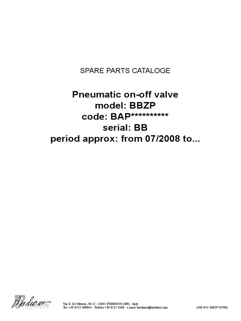 Silo - Tips - Pneumatic On Off Valve Model BBZP Code Bap Serial BB ...