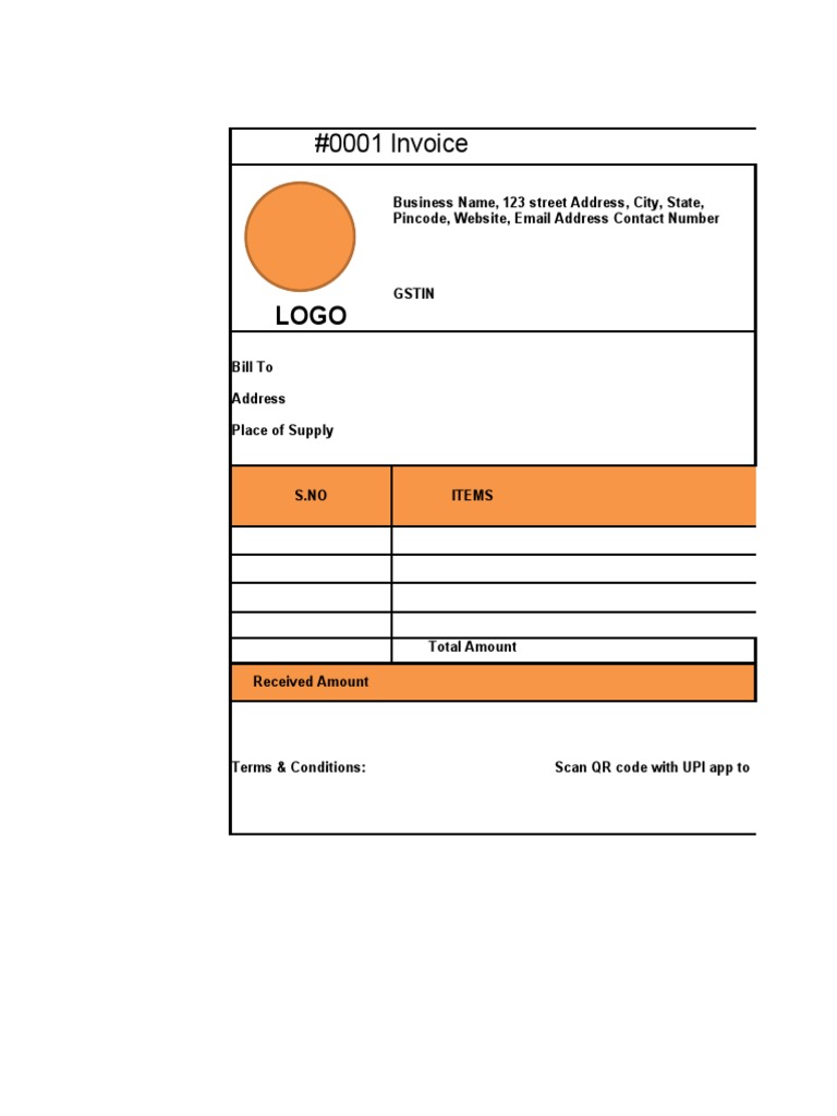 Gst invoice format in excel pdf