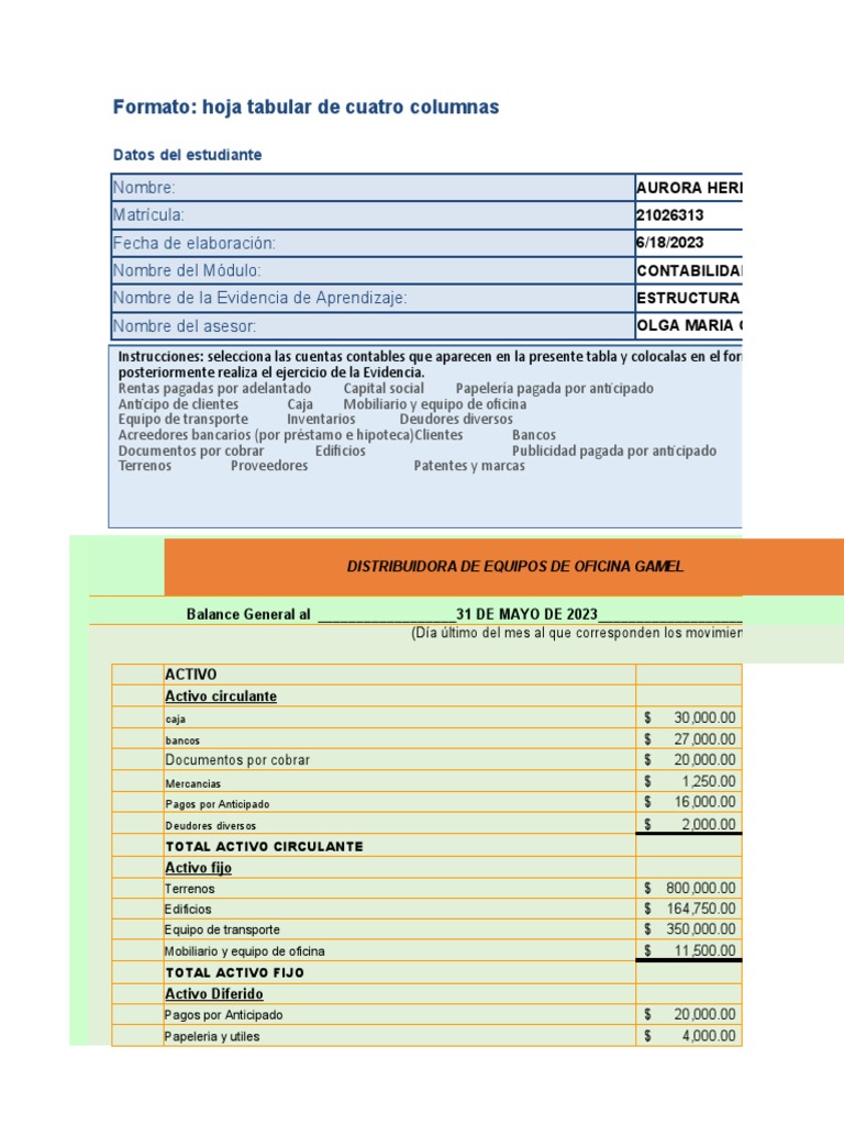 Estructura del Balance General 2023 | PDF | Contabilidad | Hoja de balance