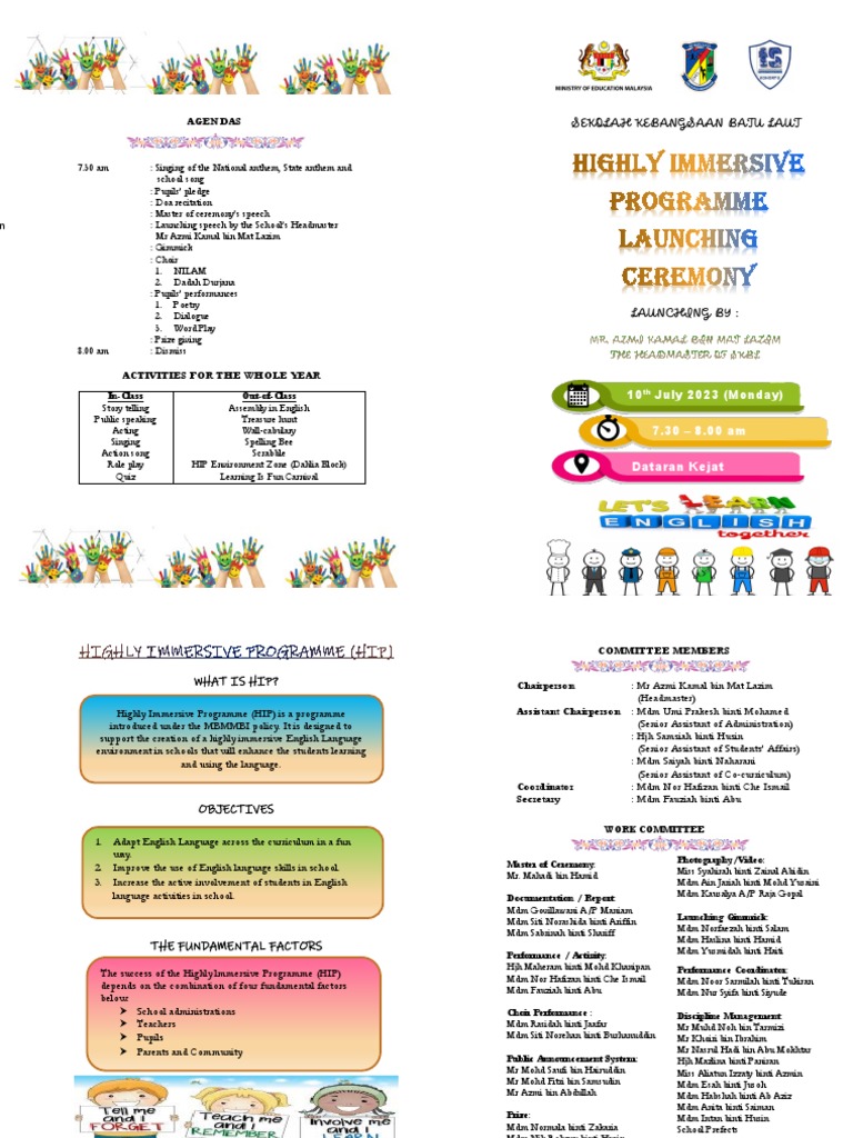 HIP Launching Ceremony Agenda | PDF | Human Communication | Linguistics