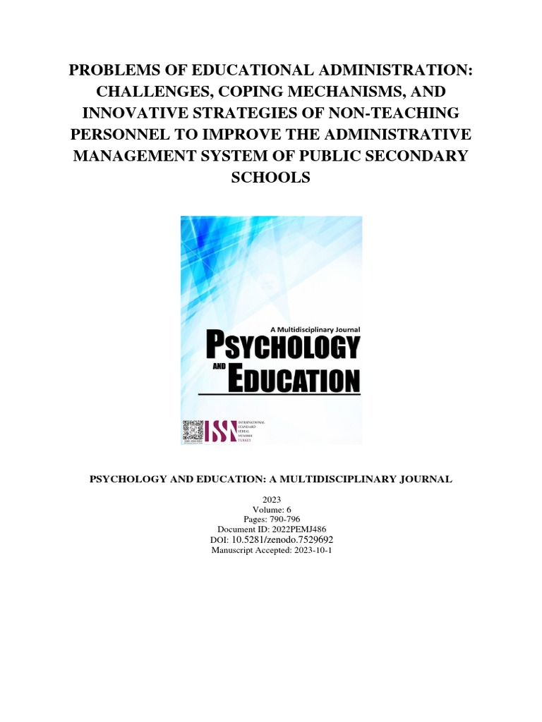 Challenges in School Administration | PDF | Survey Methodology | Employment