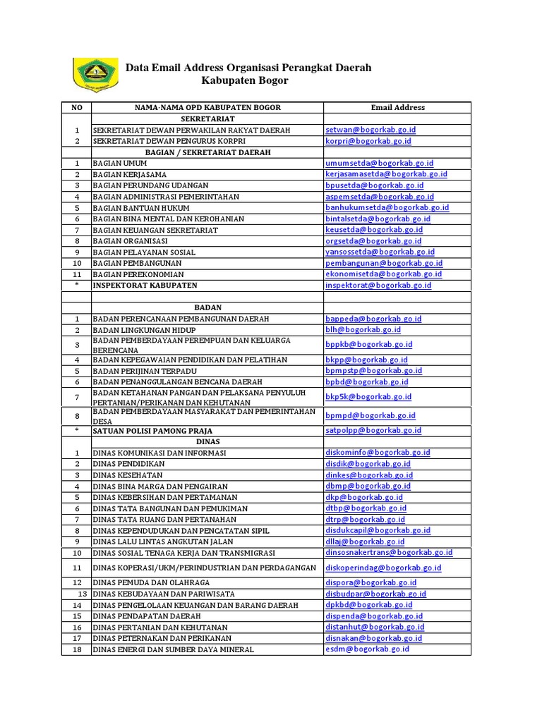Email Opd Utk Diweb | PDF | Ilmu Sosial | Griya & Taman