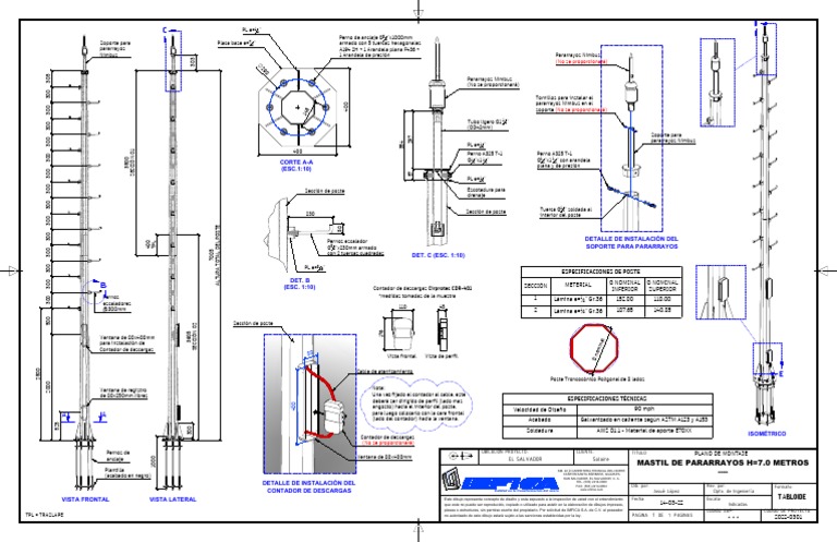 PM - Mastil de Pararrayos H 7.0 Metros | PDF | Tornillo | Materiales de ...