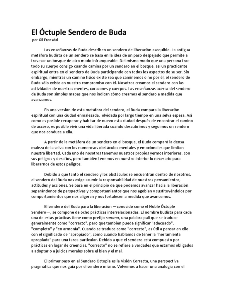 El Noble Óctuple Sendero de Buda | PDF | Noble Óctuple Sendero