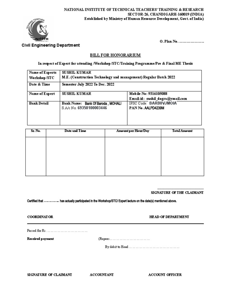 '11032022 Bill For Honorarium PDF