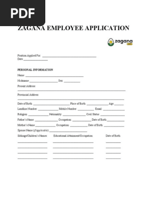 Zagana Employee Application