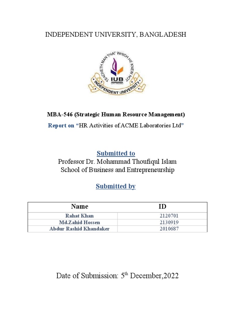 HR Activities of ACME Laboratories Ltd | PDF | Human Resource ...