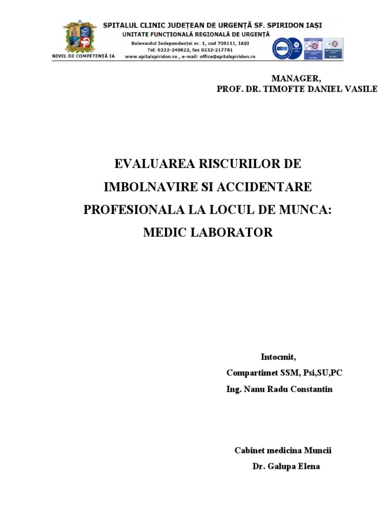 evaluare-risc-MEDIC LABORATOR | PDF
