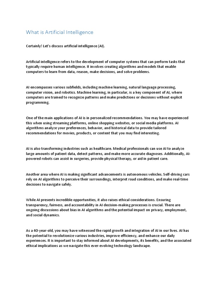 What Is Artificial Intelligence PDF