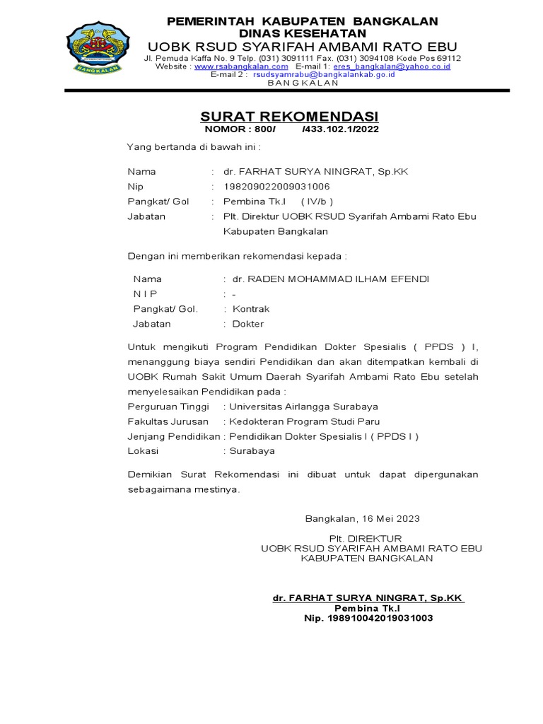 Rekomendasi Pendidikan Dr. Raden Ilham | PDF