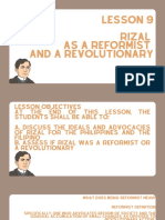 Lesson 9 Rizal As Reformist and A Revolutionary
