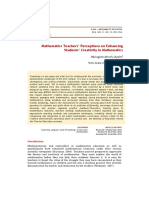 Mathematics Teachers Perceptions On Enhancing Students Creativity in Mathematics