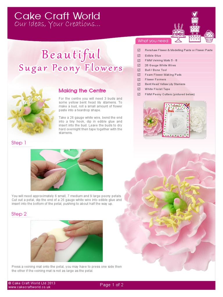 Sugar Peony Flower Tutorial | PDF | Flowers | Plants
