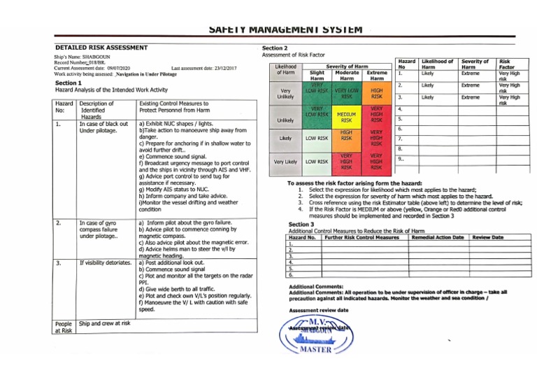 Risk Assessment Nav. Under Pilotage | PDF