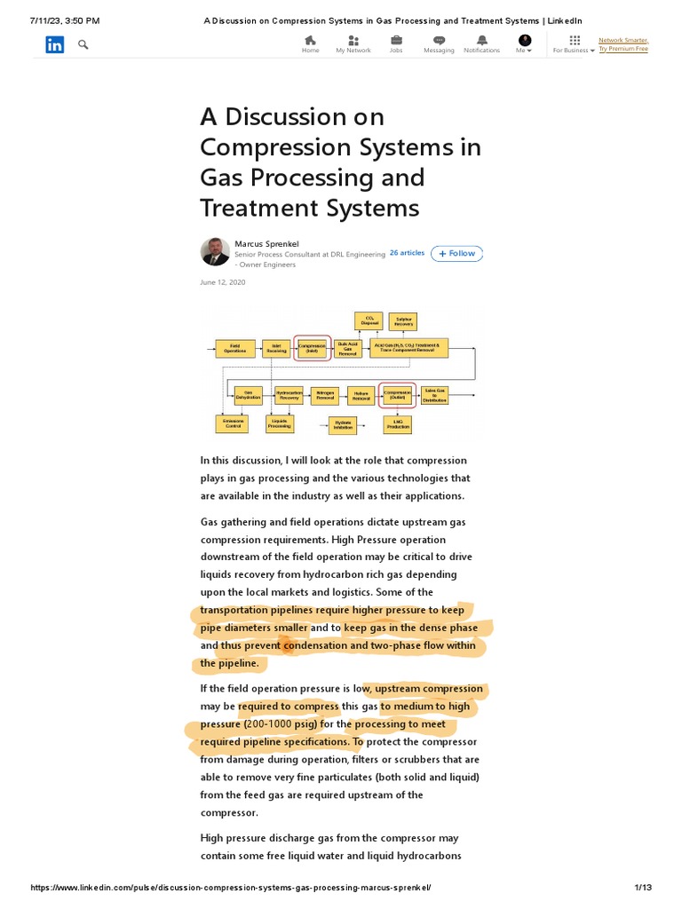 Compression Systems In Gas Processing And Treatment Systems Highlights