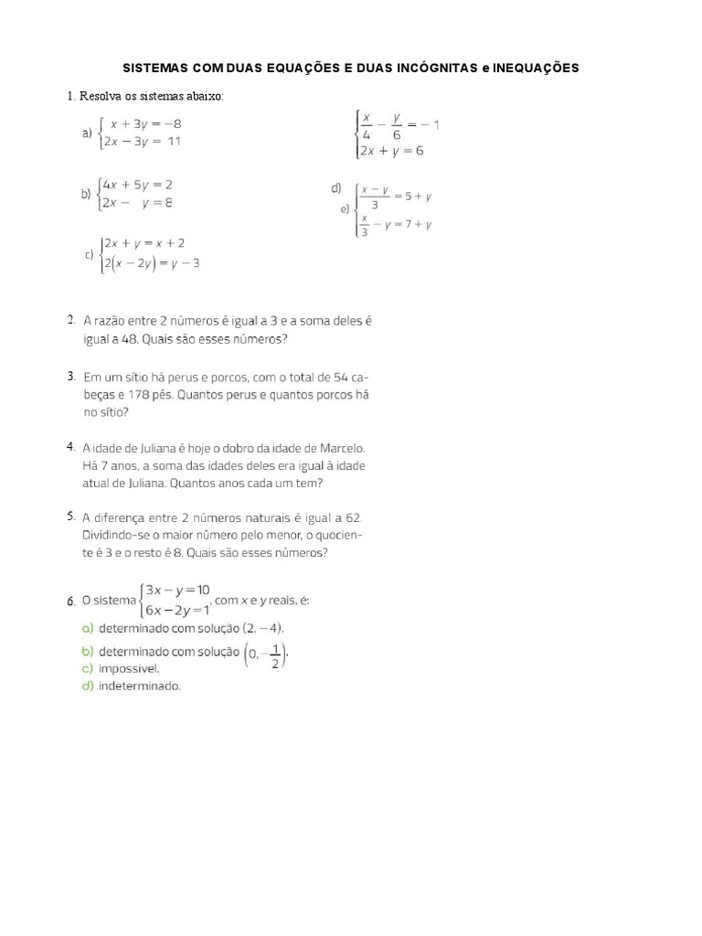 Equação de 1º Grau Com Duas Icógnitas | PDF