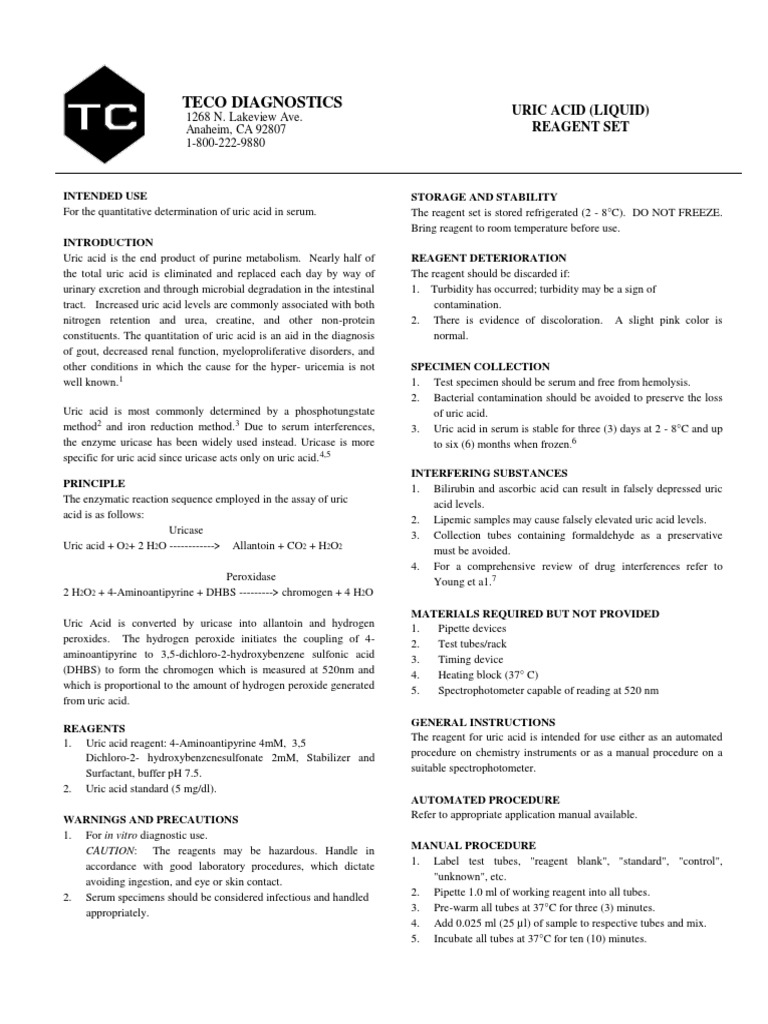 Acido Urico | PDF | Chemistry | Physical Sciences