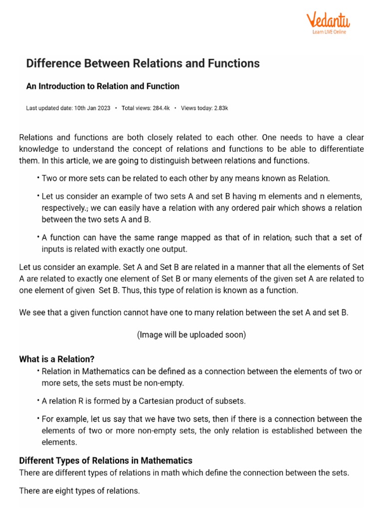Difference Between Relations and Functions | PDF