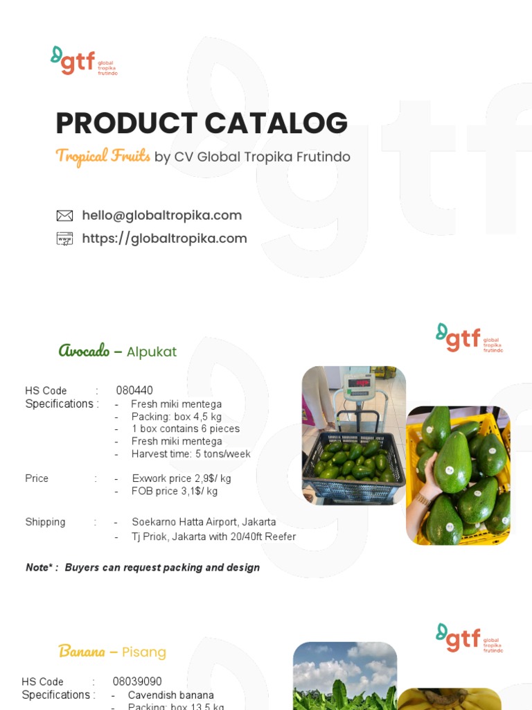 Tropical Fruit Product Catalog | PDF | Agriculture | Tropical Fruit