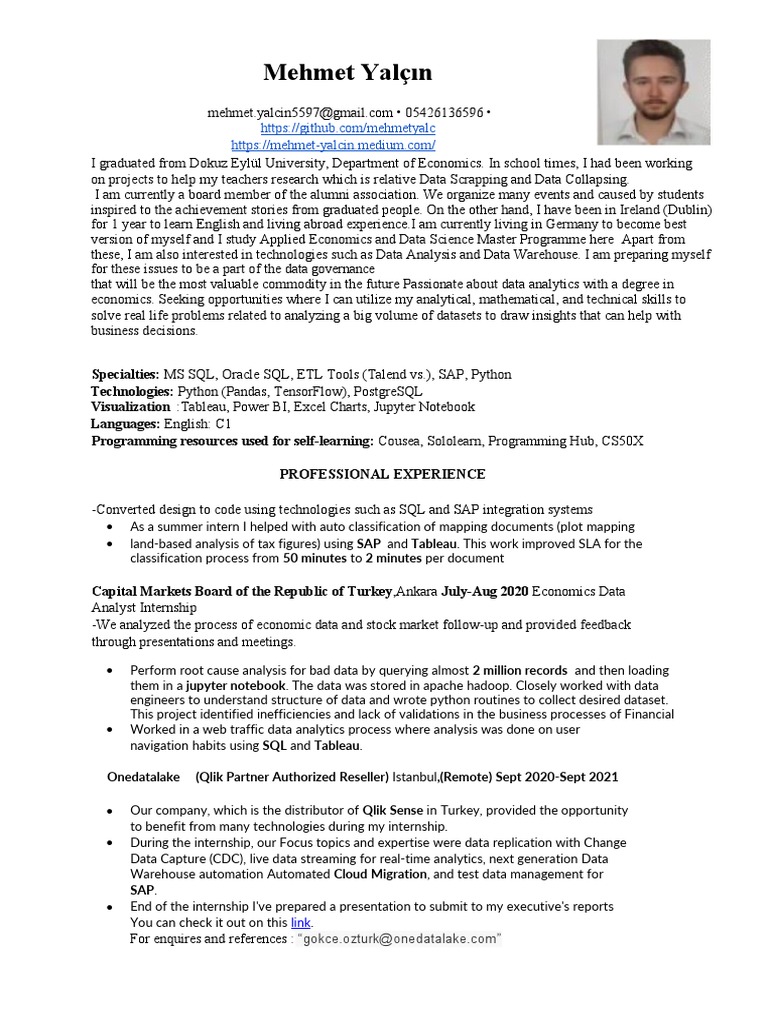 Mehmet Yalçın Resume - 7 | PDF | Databases | Data