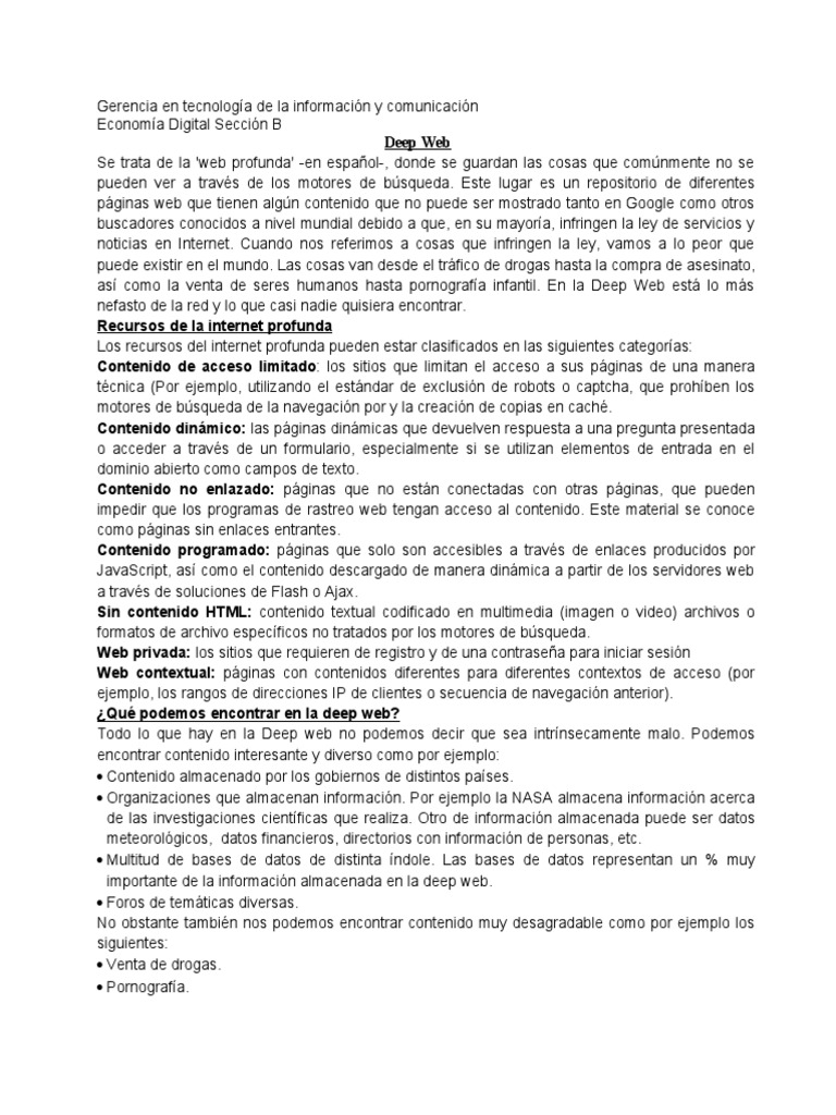 Diana Peraza Deepweb PDF Red mundial y web