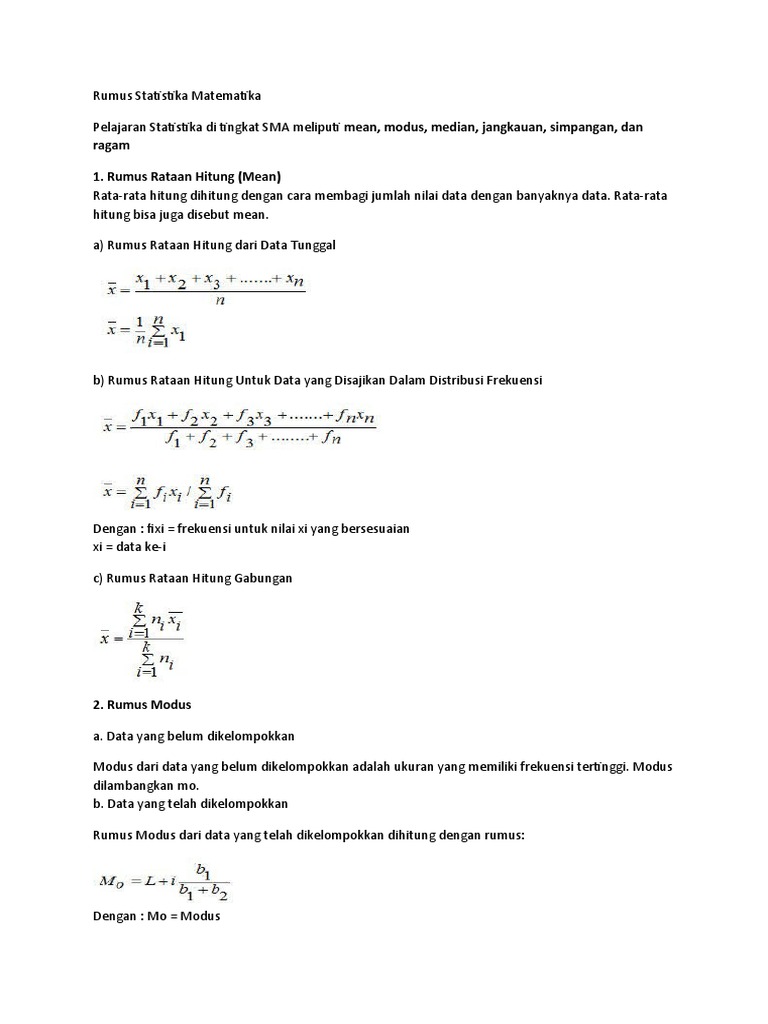 Rumus Statistika Matematika Pdf