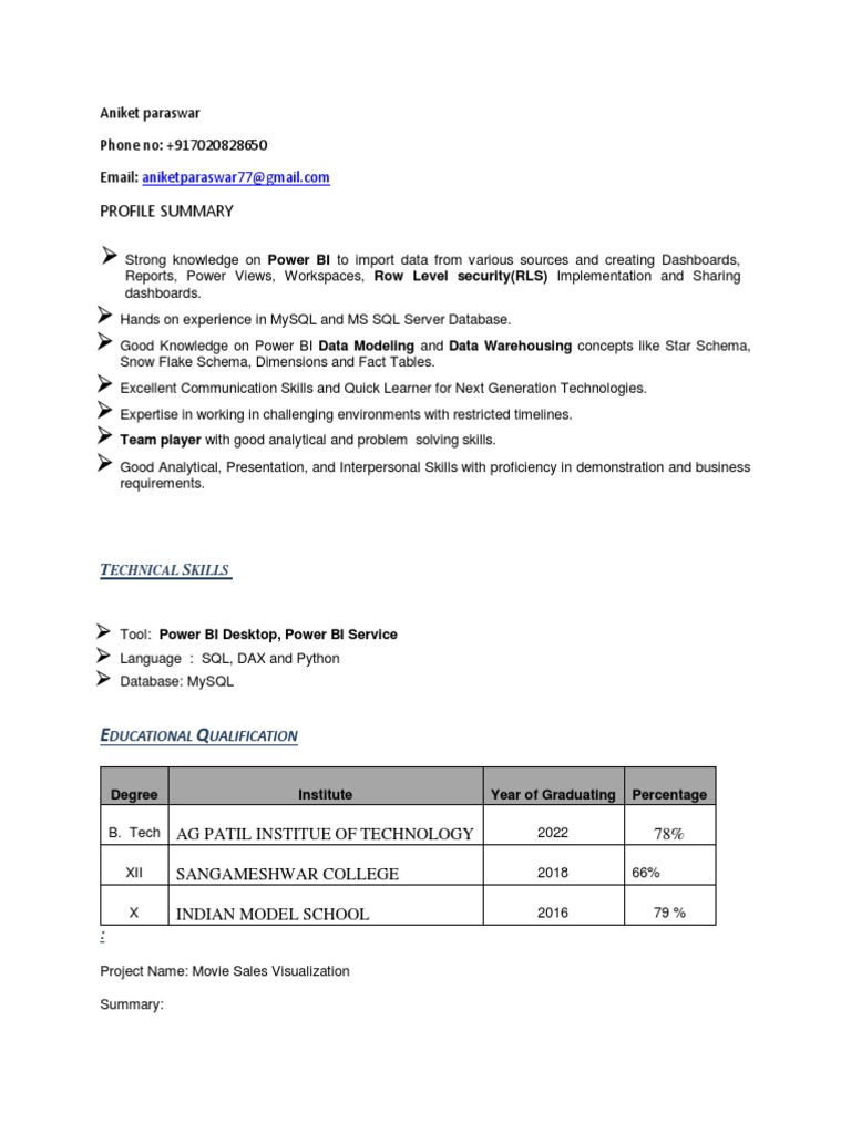 Power BI and SQL Expert Profile | PDF