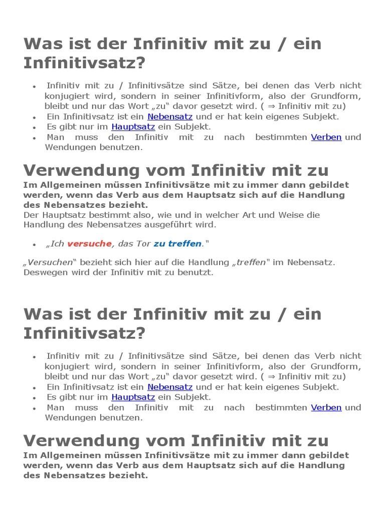 Infinitiv Mit ZU | PDF